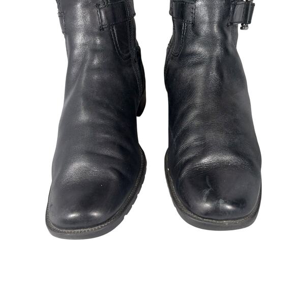 WHAT'S WHAT! BLACK GENUINE LEATHER ANKLE STRAP & BUCKLE WESTERN CUT BOOTS! SZ 8M - Picture 5 of 11